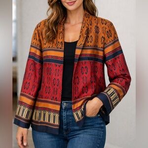 Coldwater Creek Boho Tribal Print Jacket – Open Front